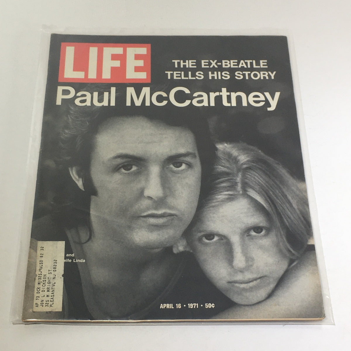 Cover of VTG Life Magazine: April 16, 1971 featuring Paul McCartney, titled 'The Ex-Beatle Tells His Story', showcasing the iconic musician with a black and white photograph.