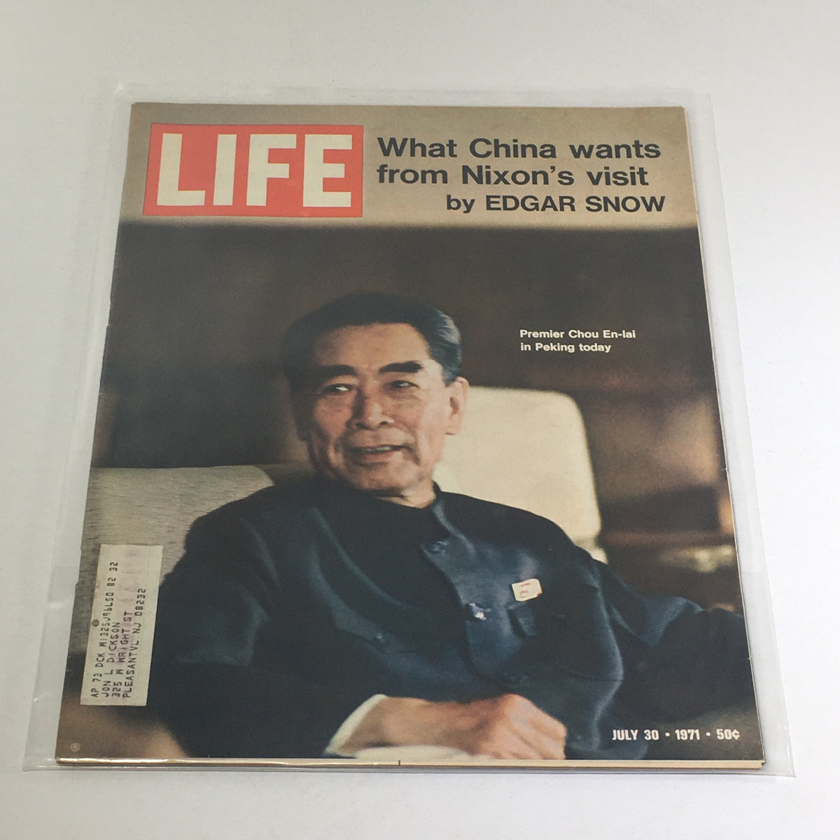 Life Magazine July 30 1971 Featuring Premier Chou En-lai - Vintage Political Collectible