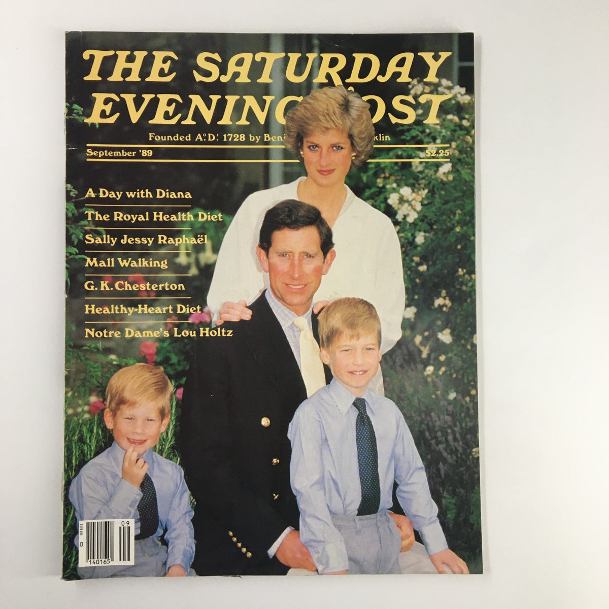 Cover of The Saturday Evening Post September 1989 featuring Princess Diana, Prince Charles, and their children, showcasing a moment in royal family history.