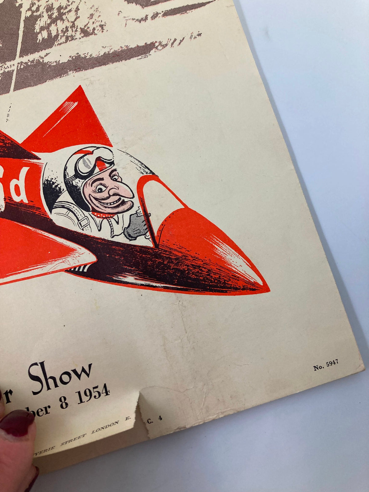 Cover of VTG Punch Magazine September 8 1954 featuring a humorous cartoon of a pilot in a red jet, reflecting post-World War II humor.