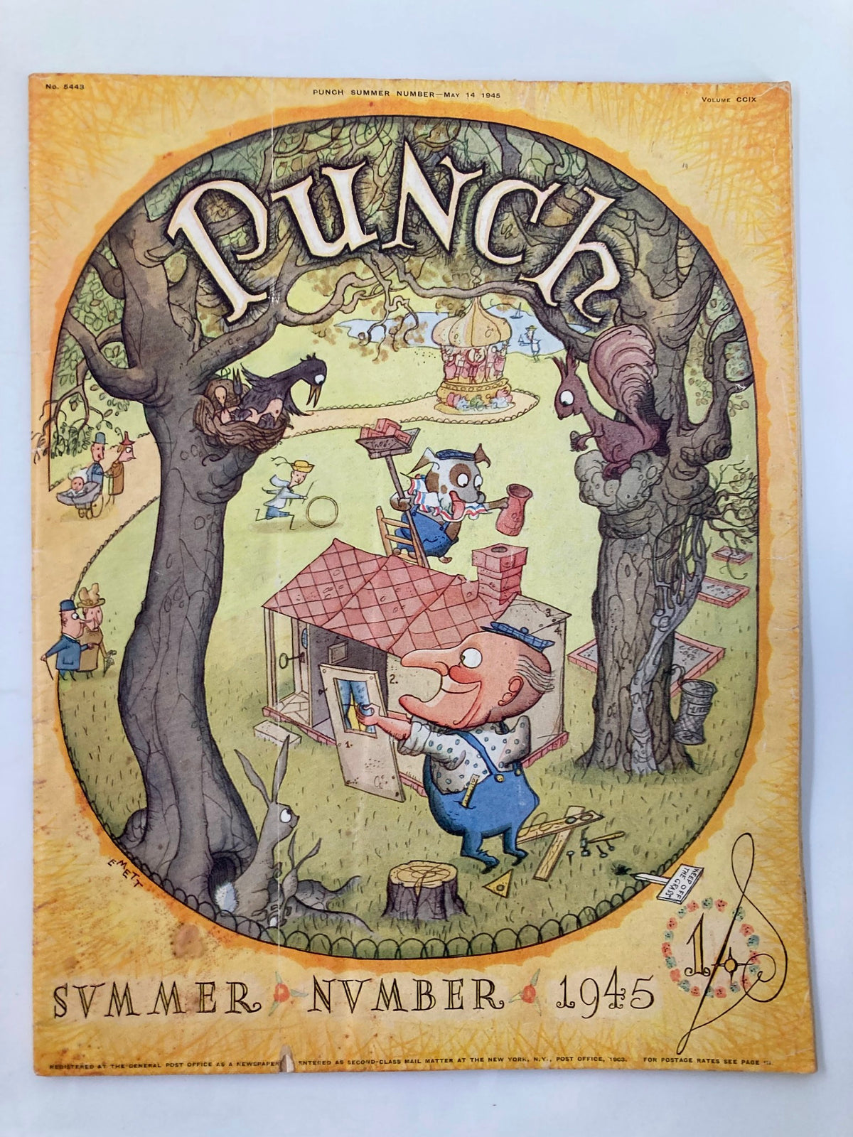 Cover of VTG Punch Magazine May 14 1945, Summer Number, featuring humorous cartoon illustration from WWII era.