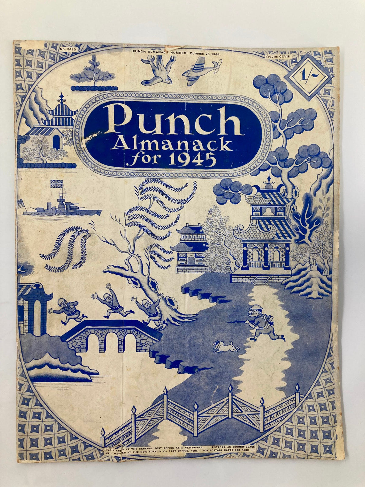 Vintage Punch Magazine October 23 1944 Almanack 1945 WWII Cartoon & Humour No Label
