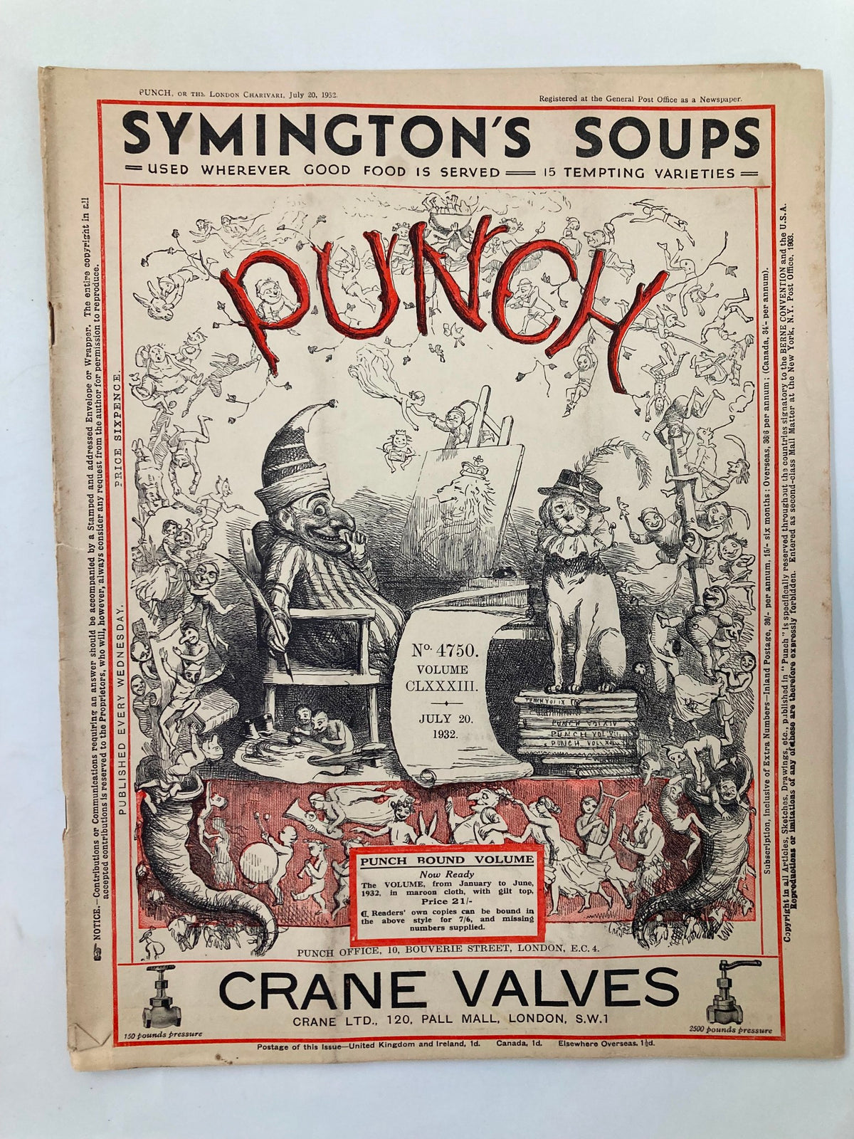 Vintage Punch Magazine July 20 1952 No. 4750 Vol 183 WWII Cartoon & Humour No Label