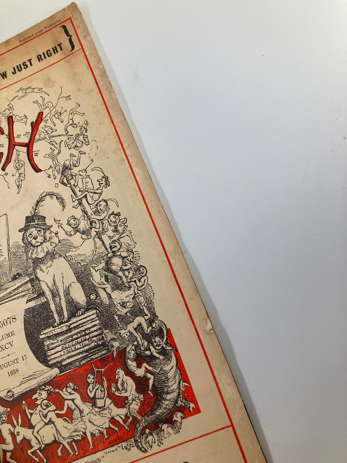 Cover of VTG Punch Magazine August 17, 1938, showcasing vintage cartoon art and humor, issue #5078 from Volume 195.