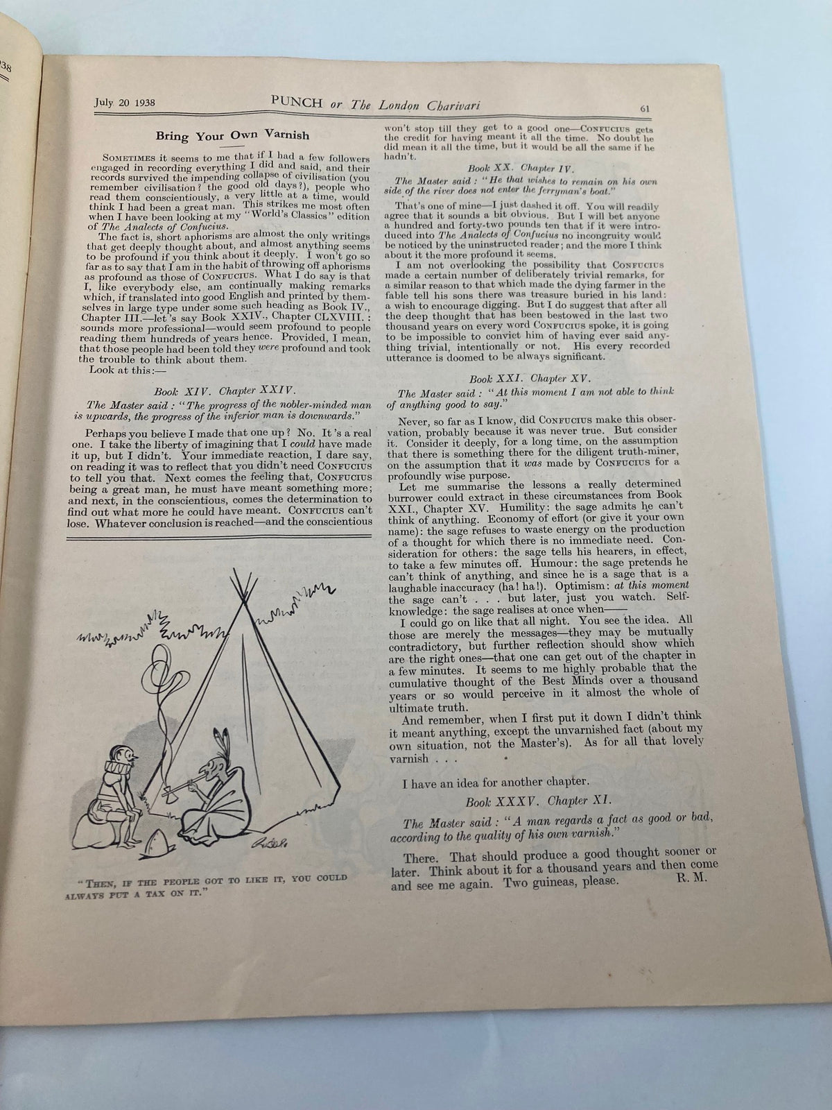 Vintage Punch Magazine July 20 1938 #5074 Vol 195 WWII Cartoon & Humour No Label