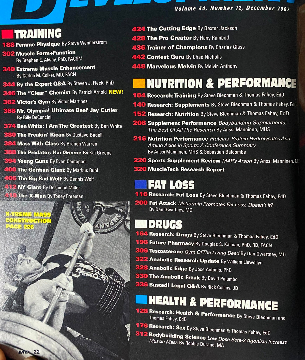 Muscular Development Magazine December 2007 Erik Fankhouser No Label VG