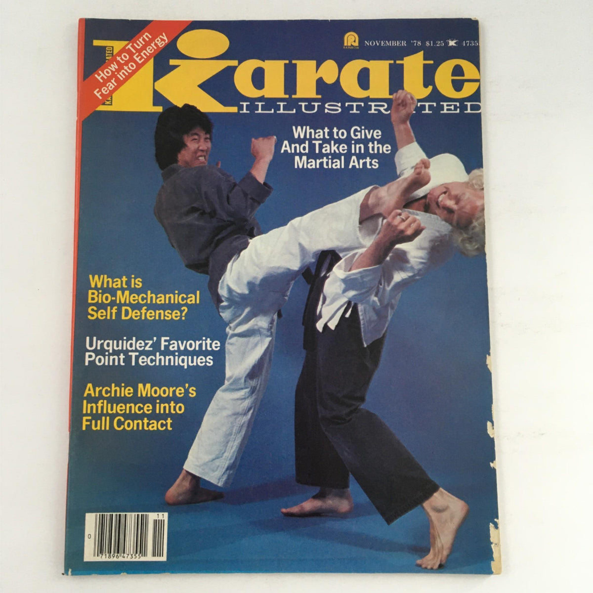 Cover of Karate Illustrated Magazine November 1978 featuring Cynthia Rothrock with dynamic martial arts imagery, showcasing techniques and articles related to self-defense and martial arts culture.