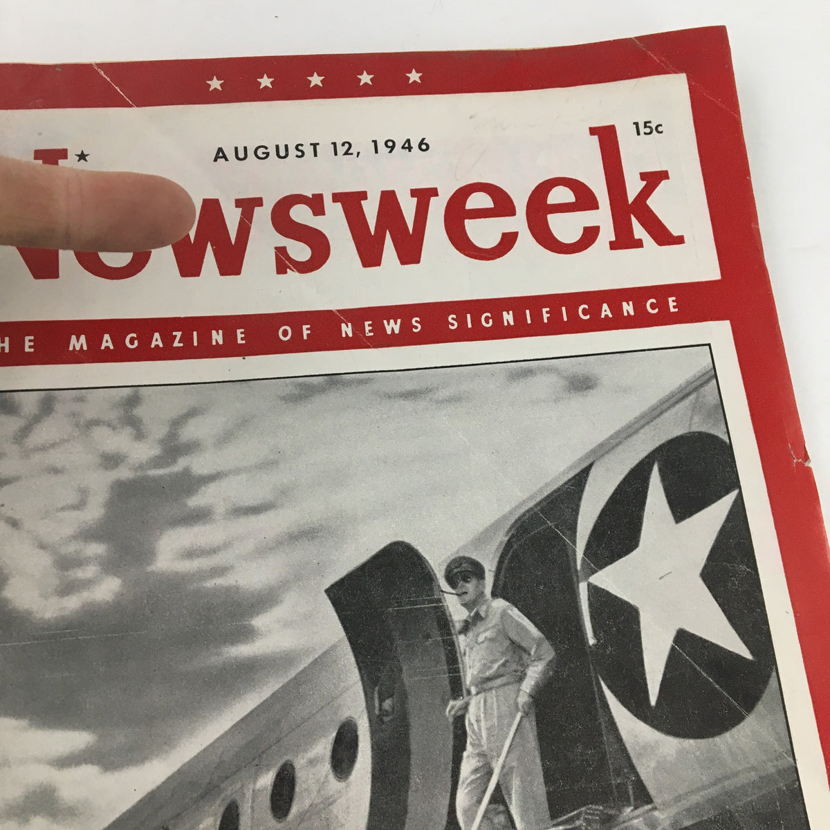 Cover of the VTG Newsweek Magazine from August 12, 1946, featuring the title 'Newsweek' and an image of a military official, reflecting a significant historical period post-World War II.