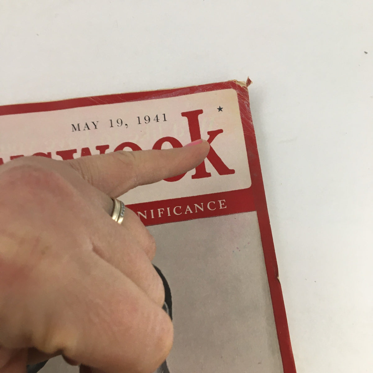 Close-up of the top section of Newsweek Magazine from May 19, 1941, showing the title and publication date, emphasizing its vintage appeal.