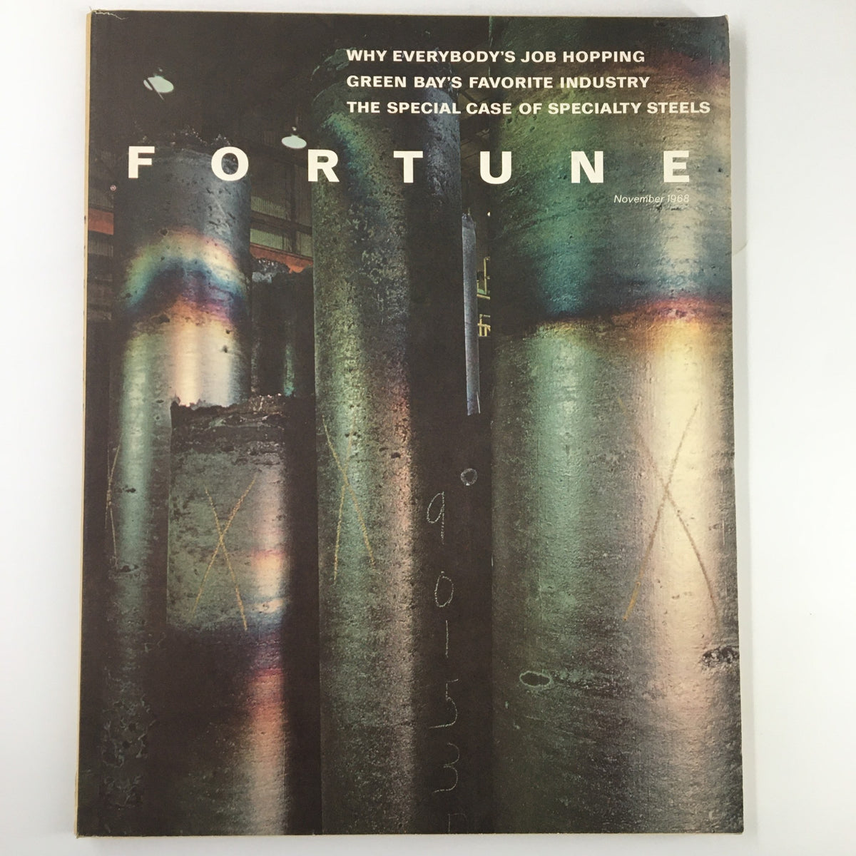 VTG Fortune Magazine November 1968 cover featuring the special case of specialty steels, showcasing colorful industrial images.