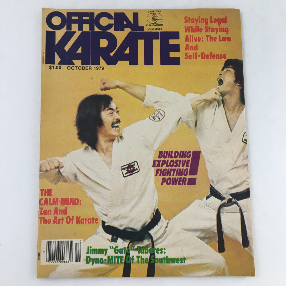 Cover of Official Karate Magazine October 1979 Vol 11 #86 featuring Super Fighter Toyotaro Miyazaki in a karate stance, showcasing martial arts excellence.