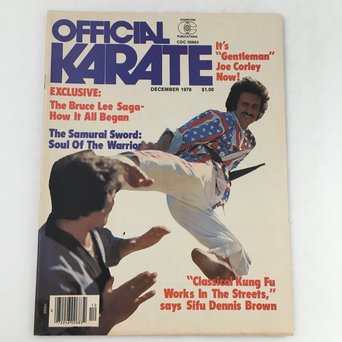 Cover of Official Karate Magazine December 1978 Vol 10 #79 featuring Sensei Joe Corley performing a kick in a dynamic pose.