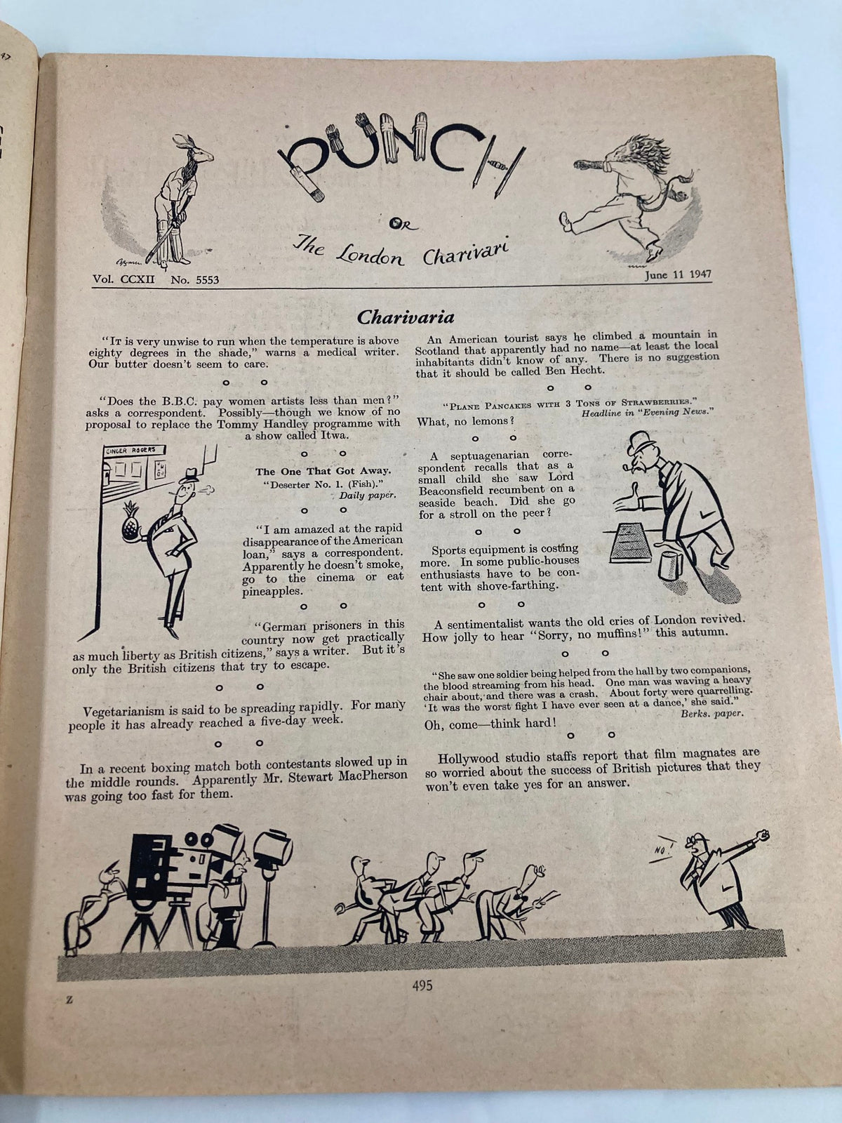 Interior page of VTG Punch Magazine from June 11, 1947, Issue #5553, showcasing witty text and cartoons characteristic of the era's humor.