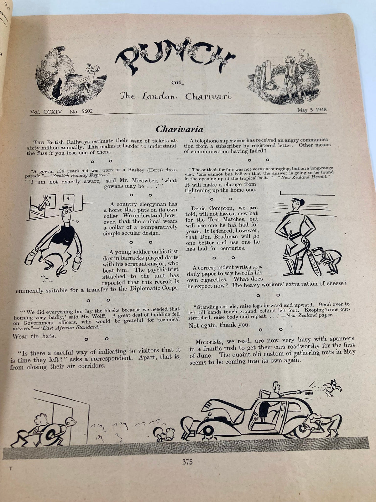 Vintage Punch Magazine May 5 1948 #5602 Vol 214 WWII Cartoon & Humour