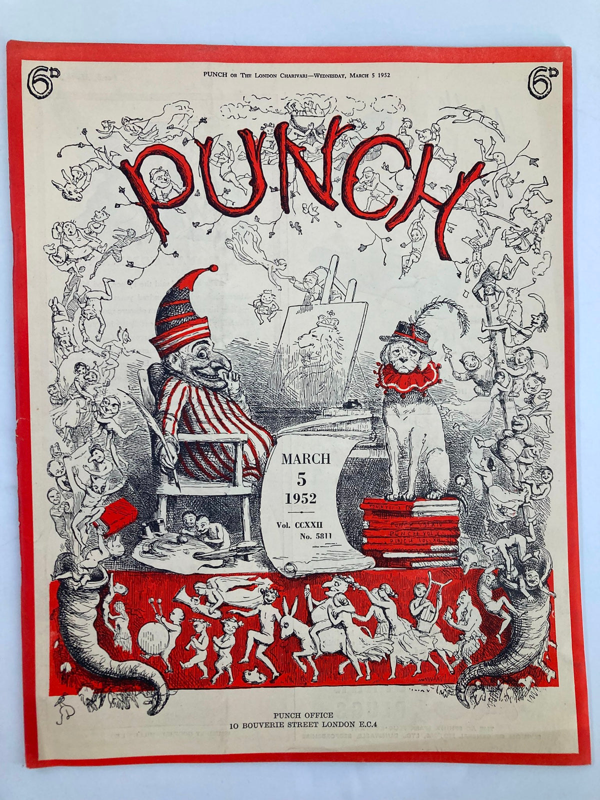 Cover of VTG Punch Magazine dated March 5, 1952, featuring humor and cartoons related to WWII, showcasing vibrant illustrations and artistic designs.