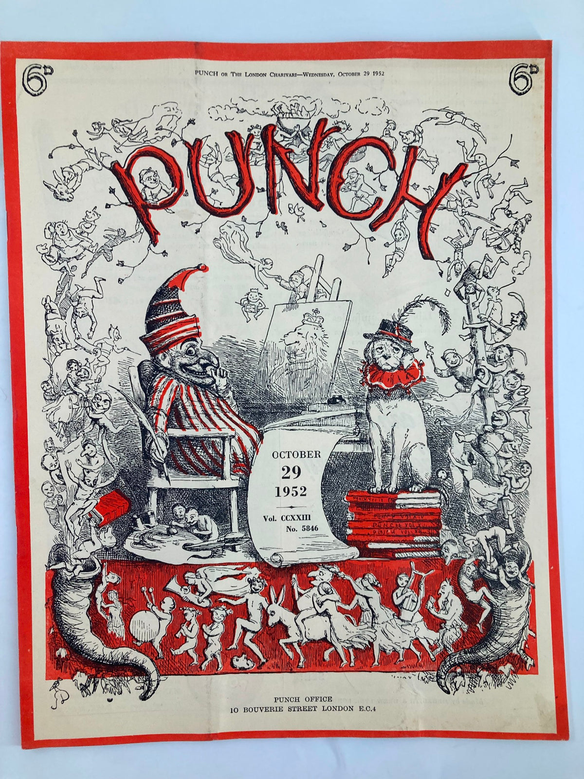 Cover of VTG Punch Magazine from October 29, 1952, featuring vibrant illustrations and clever humor reflecting WWII themes.