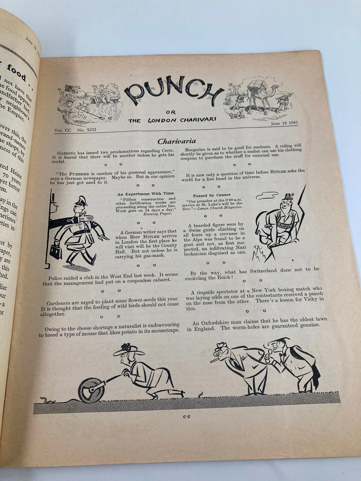VTG Punch Magazine June 18 1941 - Interior page with satirical articles and cartoons, illustrating the clever wit found in issue #5232 of Volume 200.