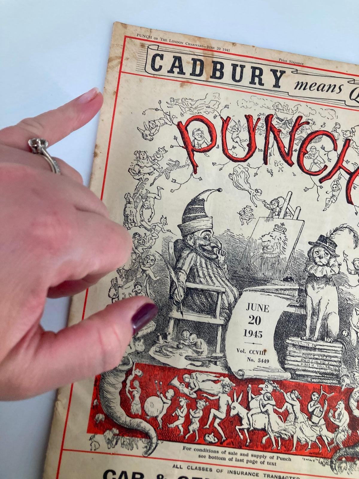 Vintage Punch Magazine June 20 1945 #5449 Vol 208 WWII Cartoon & Humour
