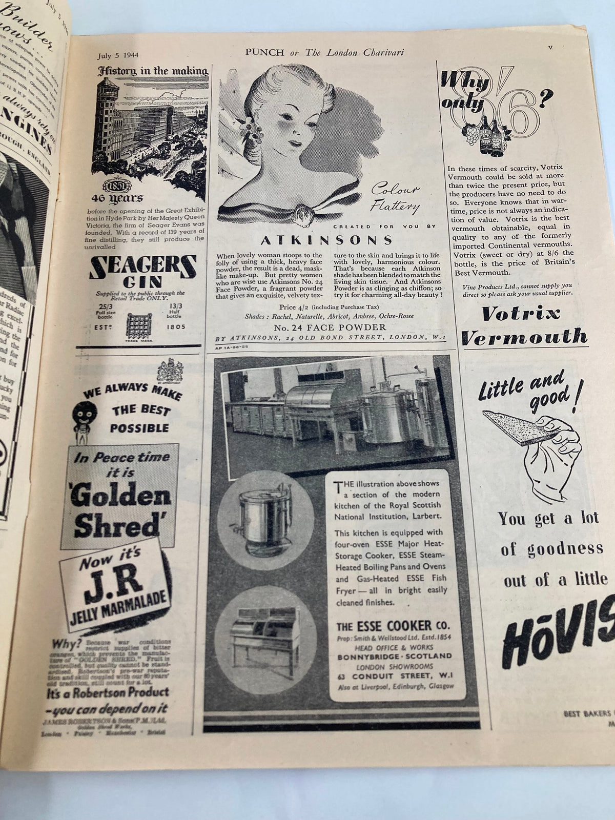 Interior page of VTG Punch Magazine July 5 1944, showcasing advertisements and promotional content from the 1940s era.