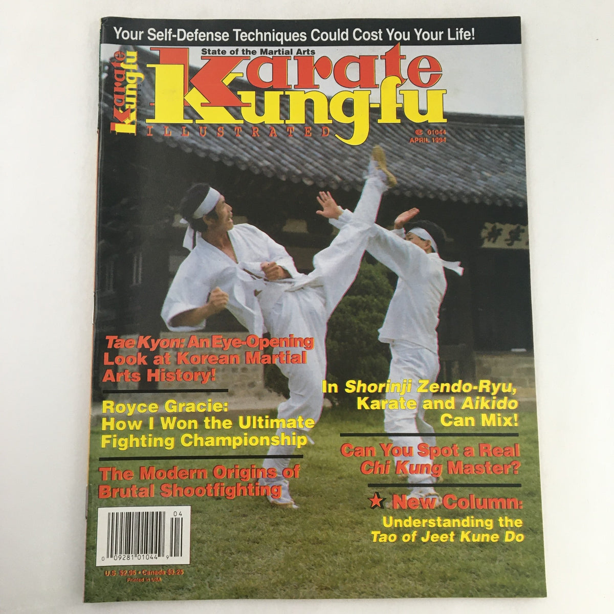 Karate Kung-Fu Illustrated Magazine April 1994 cover featuring martial artists in dynamic poses, showcasing the essence of martial arts culture.