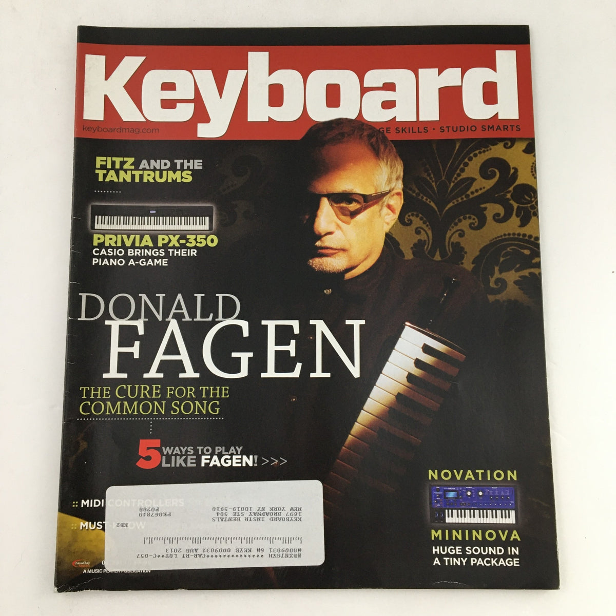 Keyboard Magazine January 2013 featuring Donald Fagen, Fitz & The Tantrums, and Mininova, showcasing music insights and interviews.