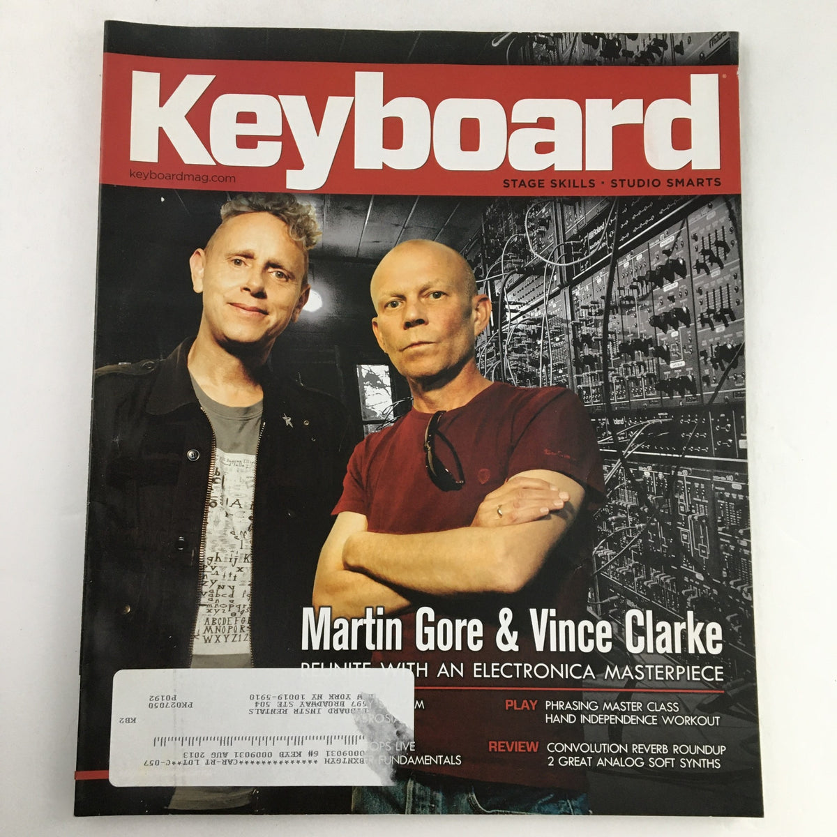 Keyboard Magazine May 2012 featuring Martin Gore and Vince Clarke on the cover, highlighting their musical artistry and contributions to electronic music.