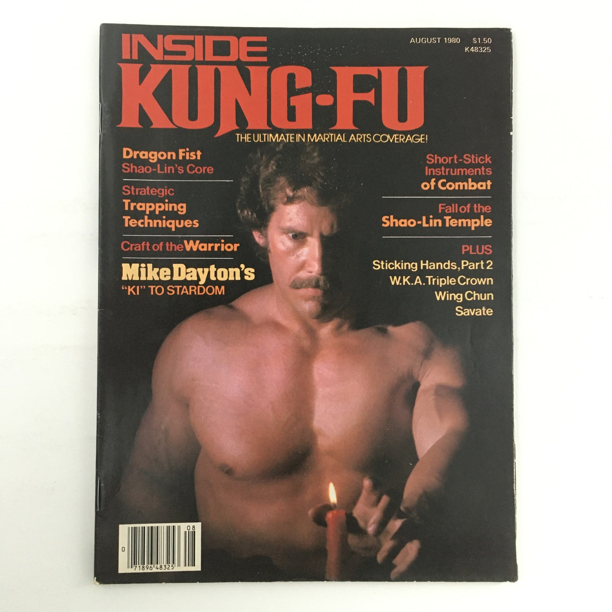 Cover of Inside Kung-Fu Magazine August 1980, Volume 6 Issue 8 featuring Mike Dayton's 'Ki' to Stardom with martial arts content and imagery.