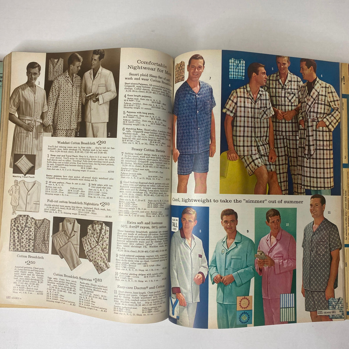 1964 Sears Mr. John Classic Hats Spring - Summer Catalog showcasing men's nightwear, including stylish pajamas and robes in classic patterns from the 1960s.