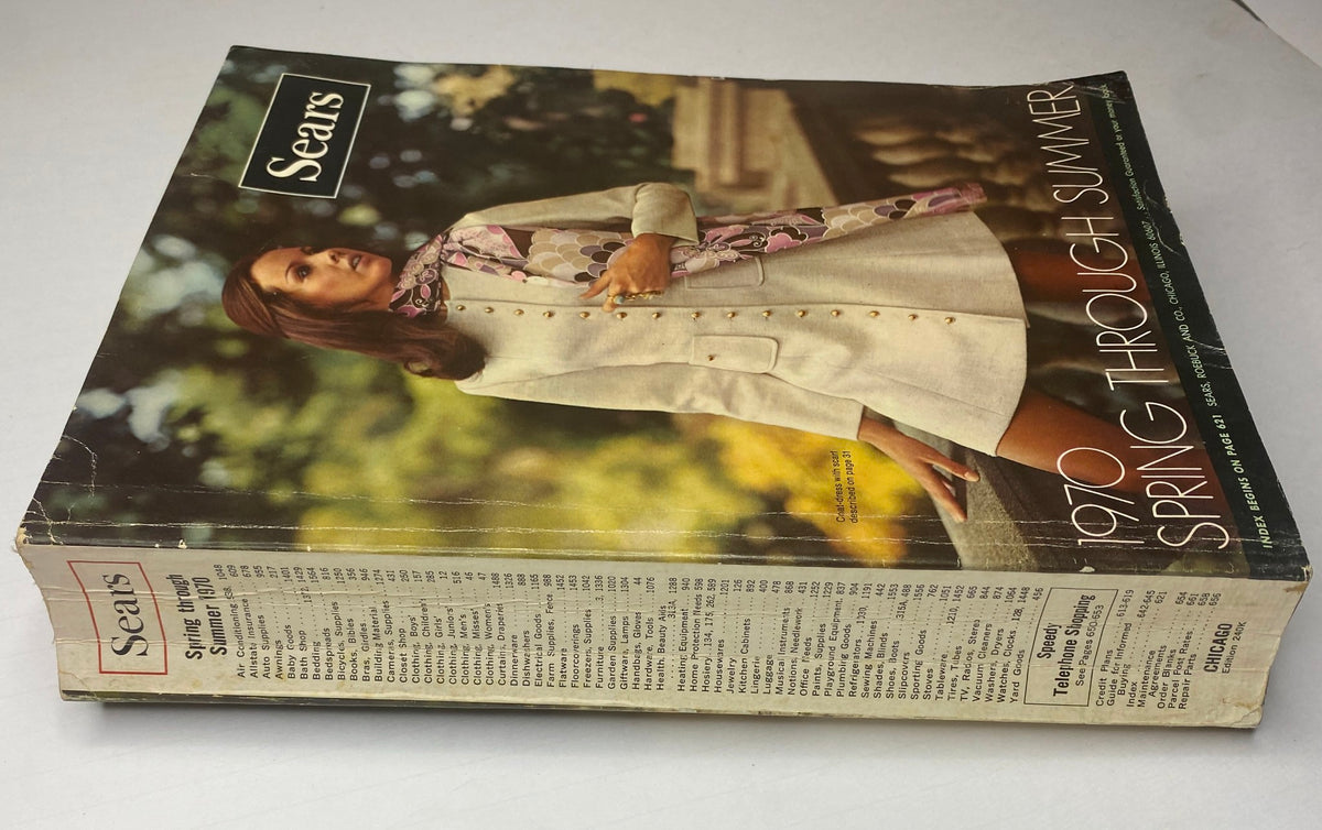 Cover of the 1970 Sears Junior Bazaar Spring and Summer Catalog showcasing a model in a stylish outfit, highlighting vintage fashion trends of the early 1970s.