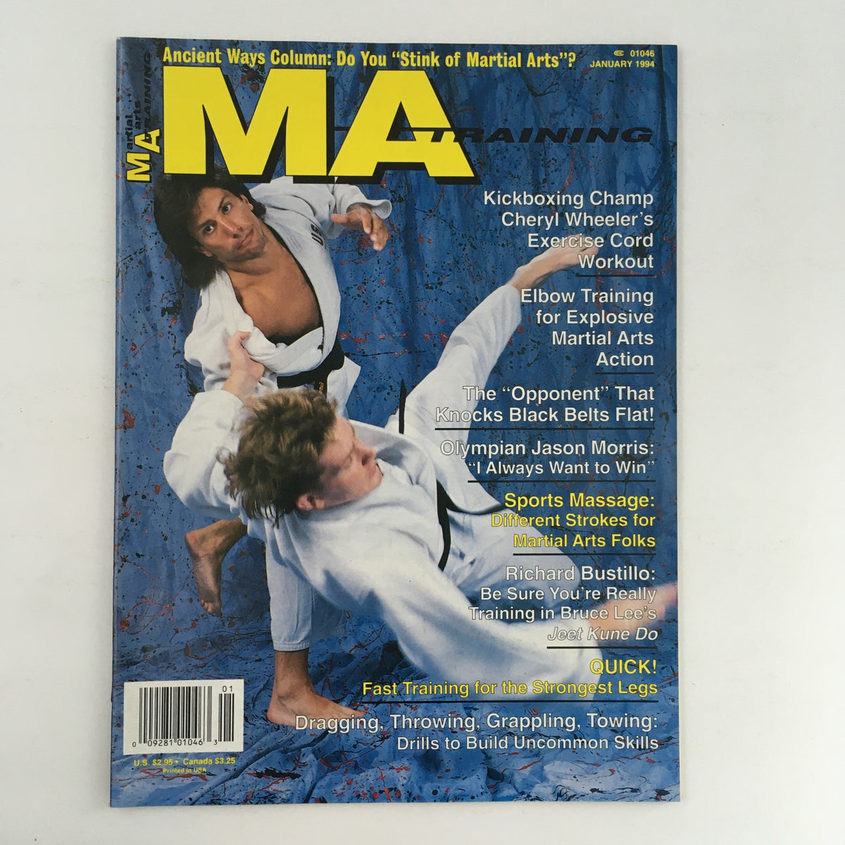 MA Training Magazine January 1994 Vol 21 #1 featuring Olympian Jason Morris on the cover, showcasing martial arts training techniques and articles on self-defense, kickboxing, and sports massage.