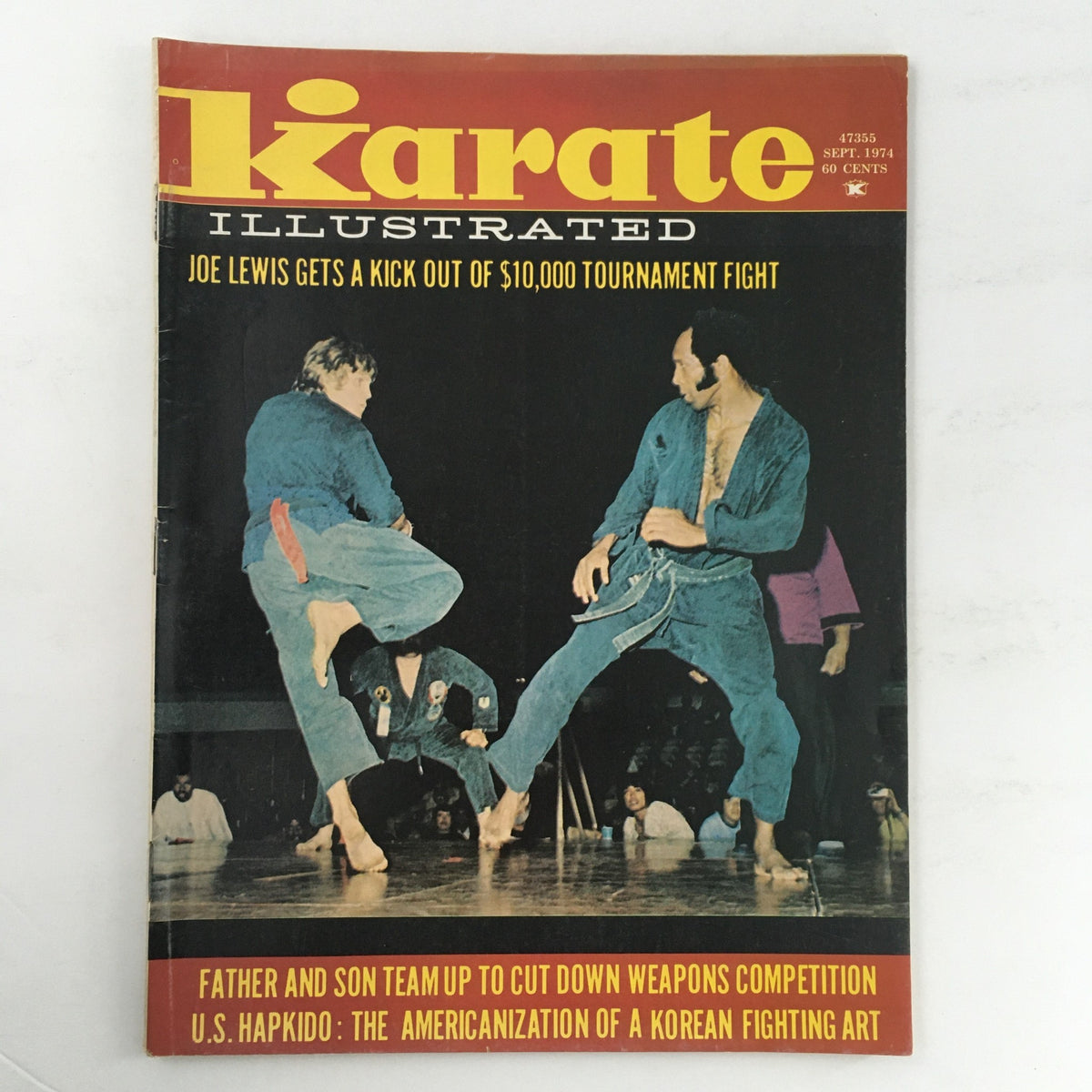 Cover of Karate Illustrated Magazine September 1974 Vol 5 #8 featuring Joe Lewis and Steve Sanders, showcasing martial arts action with a focus on a tournament fight.