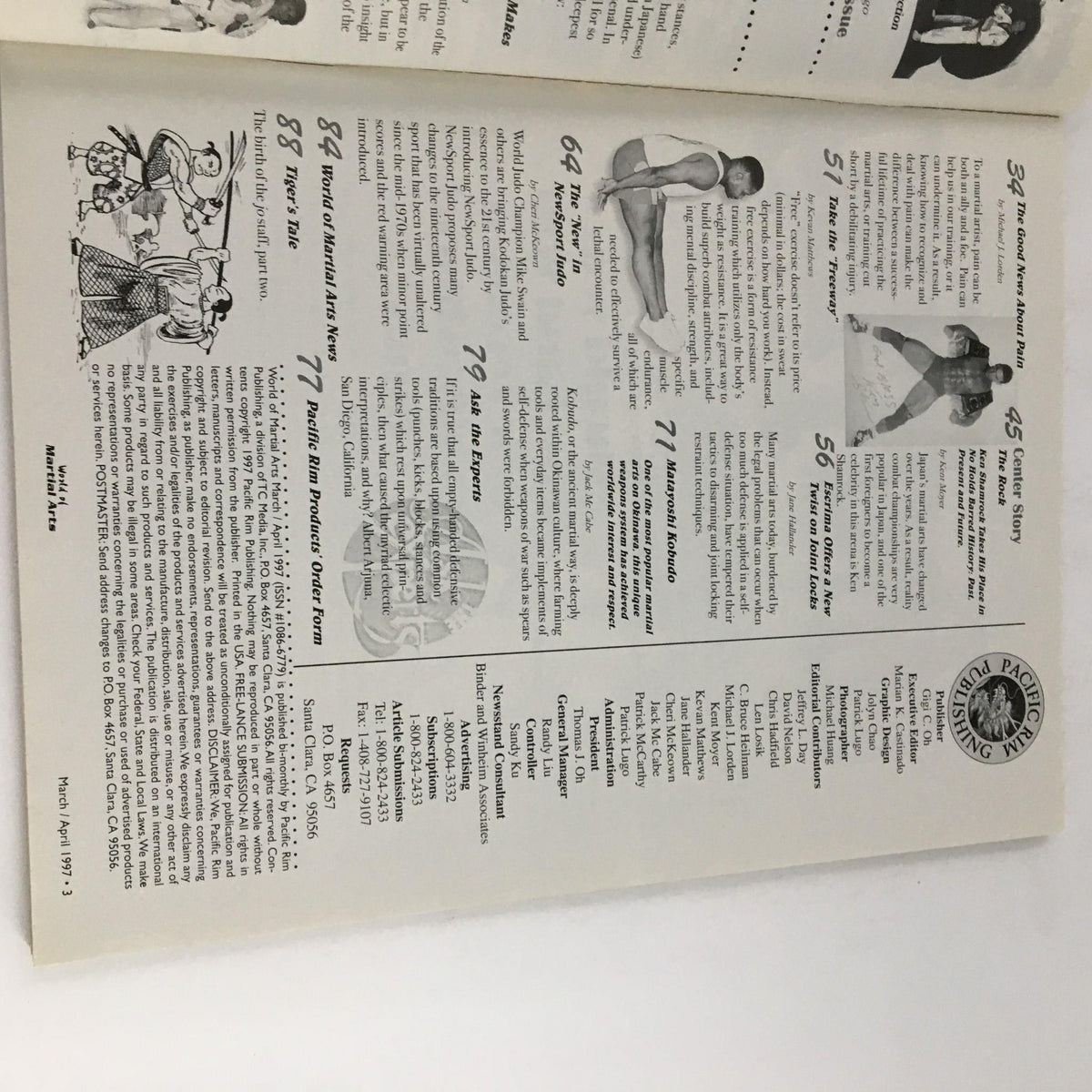 Another internal page of Martial Arts Magazine March/April 1997 featuring articles and information relevant to martial arts practitioners and enthusiasts.