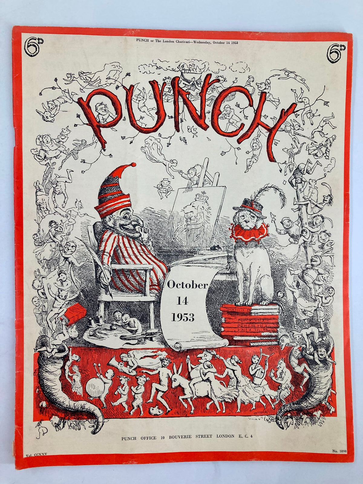 Cover of VTG Punch Magazine October 14, 1953, featuring humorous illustrations and vibrant designs, showcasing post-WWII cartoon art.