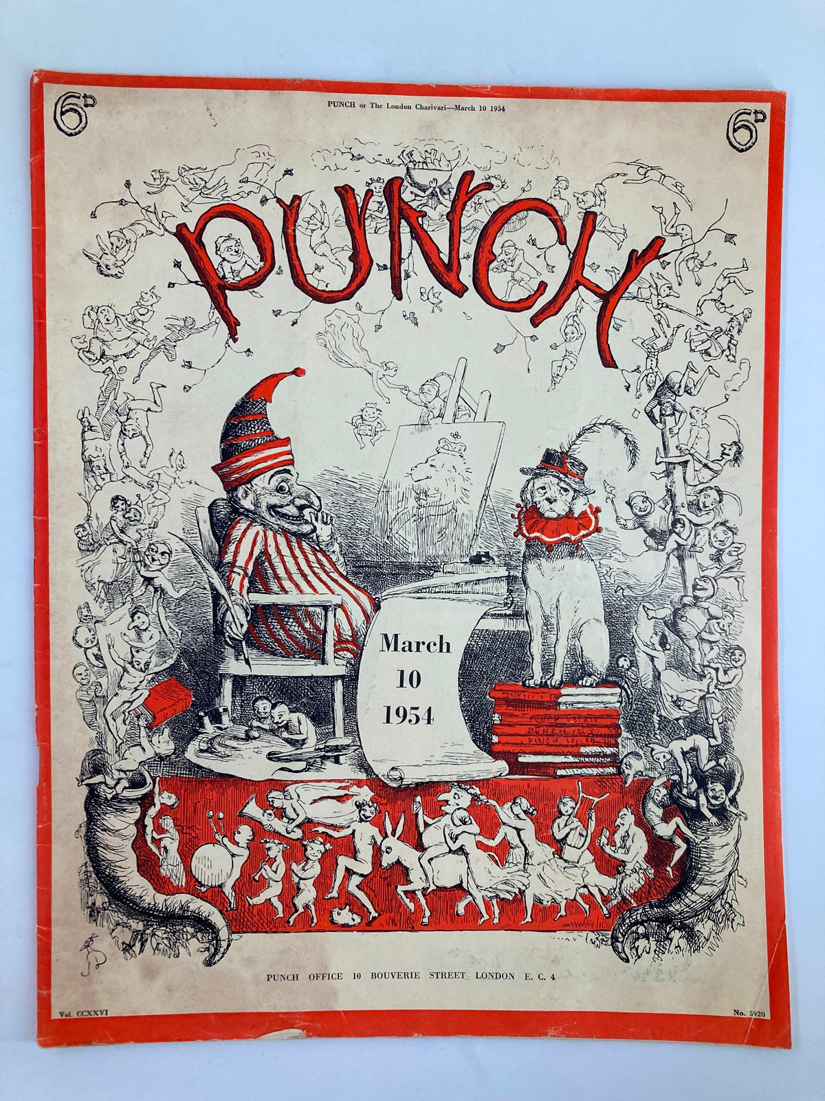 Cover of VTG Punch Magazine March 10, 1954, featuring humorous illustrations from WWII era, colorful artwork and vintage design.