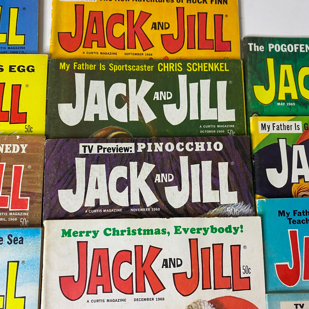 Lot of 33 Jack and Jill Story Magazine 1966 - 1969 featuring various magazine covers from the late 1960s, including October and December 1968.