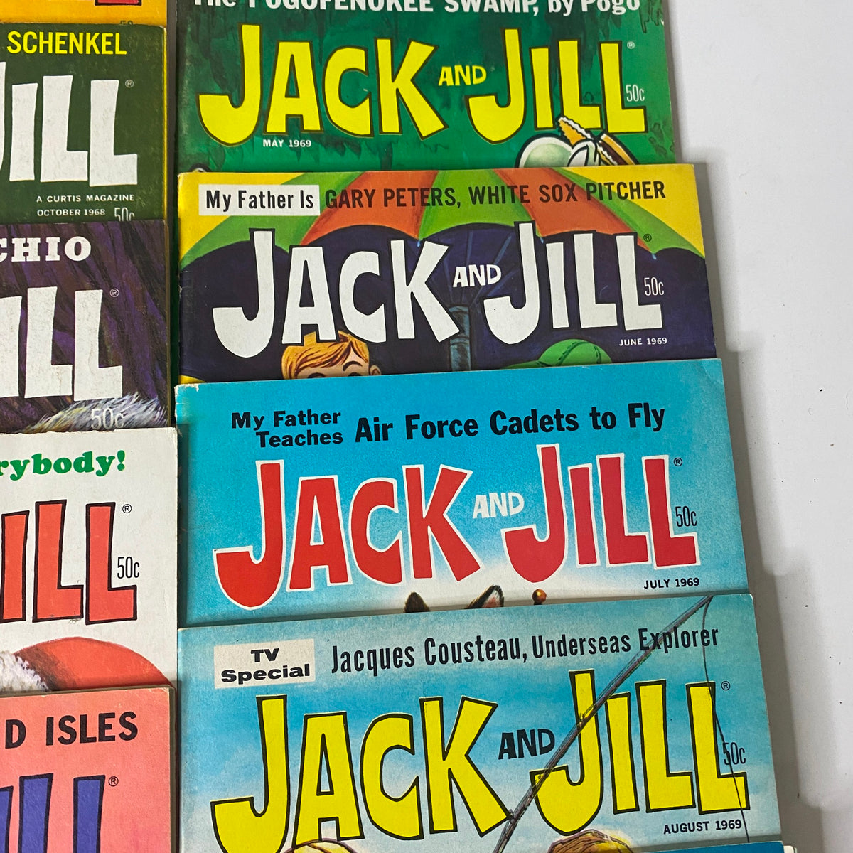 Lot of 33 Jack and Jill Story Magazine 1966 - 1969 highlighting magazine covers from May 1969, June 1969, and July 1969 issues.