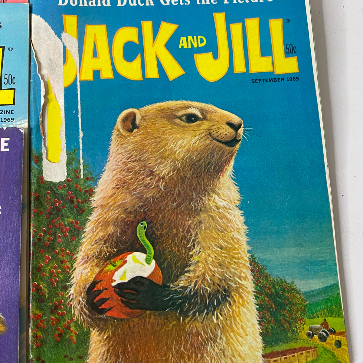 Lot of 33 Jack and Jill Story Magazine 1966 - 1969 featuring September 1969 issue cover with an illustrated character holding a pumpkin.