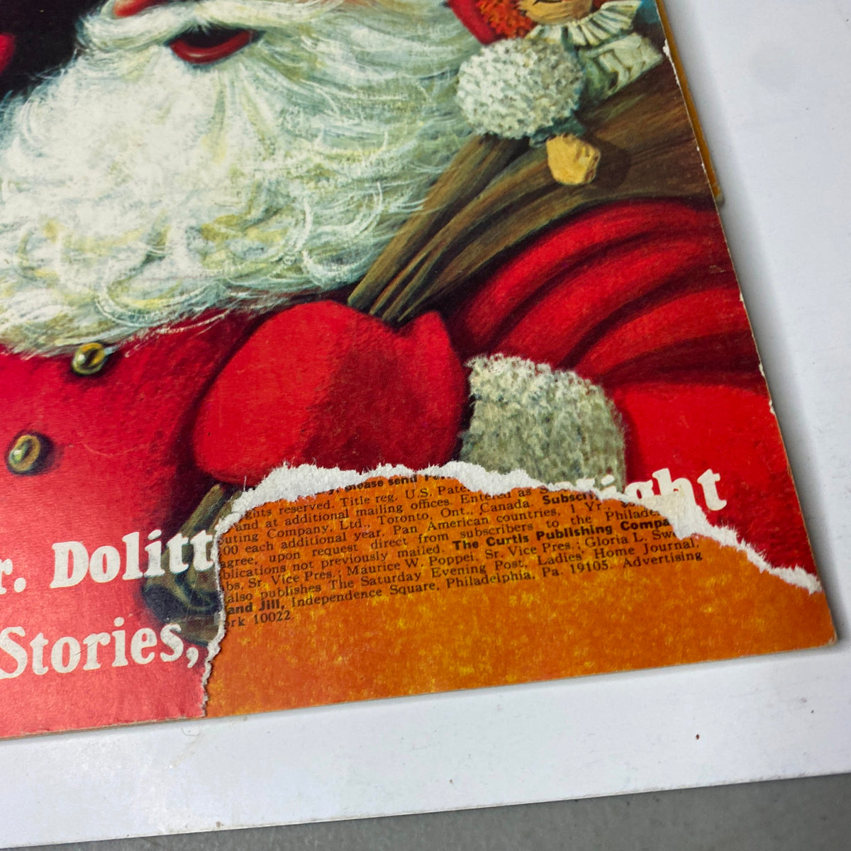 Lot of 33 Jack and Jill Story Magazine, highlighting a nostalgic cover with Santa Claus theme and vintage illustrations, representing childhood literature from the 1960s.
