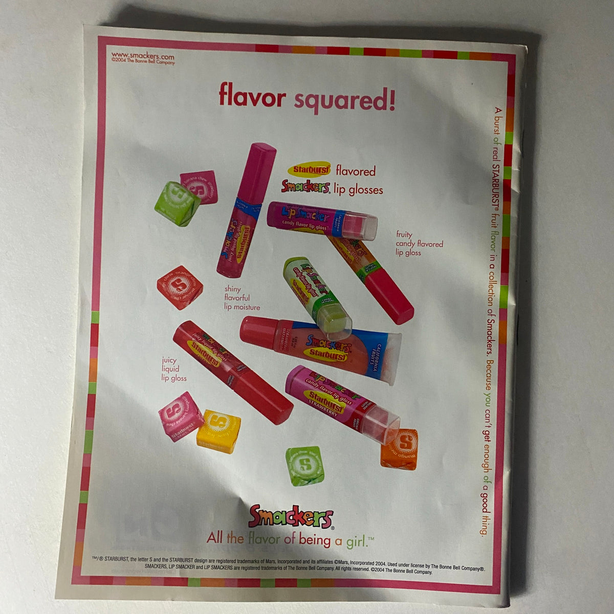 Girls' Life Magazine October 2004 Vol 11 Issue 2 featuring Raven Symone on the cover, showcasing colorful advertisement for Smackers flavored lip glosses.