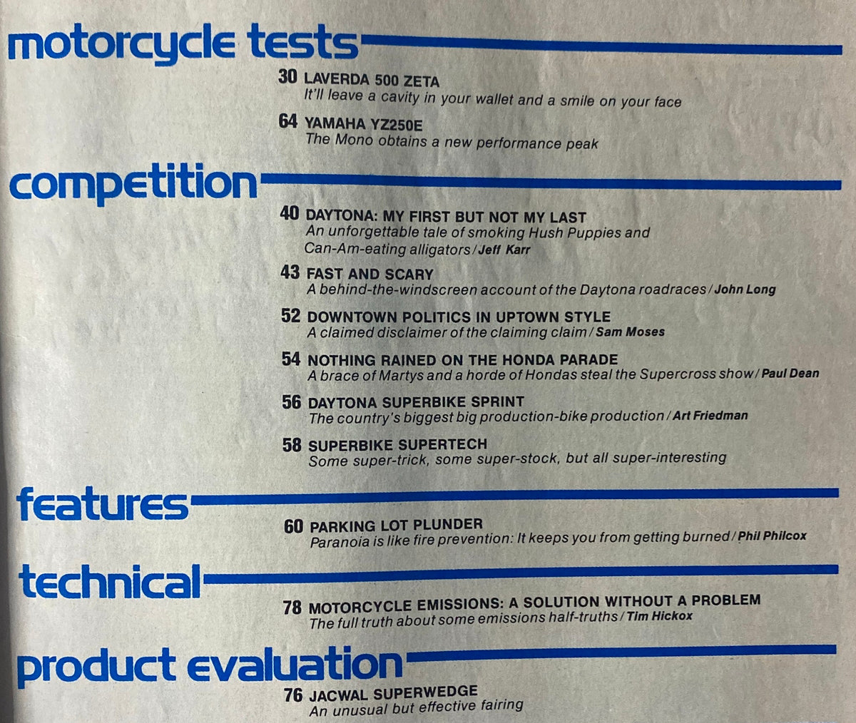 Continuation of the inside page from Cycle Guide Magazine June 1978, featuring motorcycle tests, competition articles, and technical evaluations.