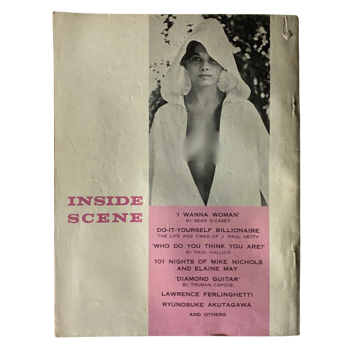 Cover page of Scene Magazine June 1961, titled 'Inside Scene', listing featured articles such as 'I Wanna Woman' by Sean O'Casey and 'Diamond Guitar' by Truman Capote.