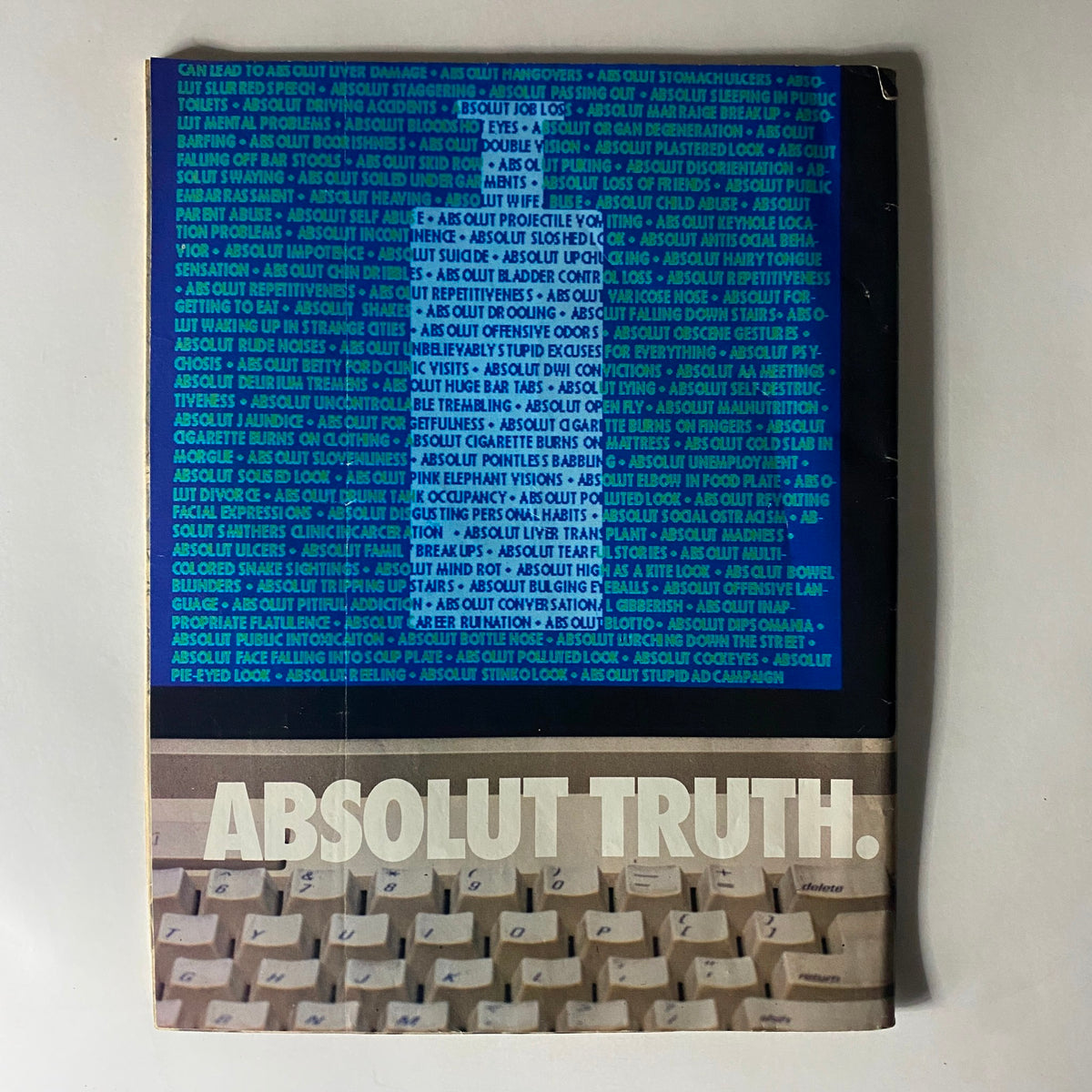 Back cover of Mad Magazine October 1990 No. 298, displaying a playful design titled 'Absolut Truth' with colorful text and imagery.