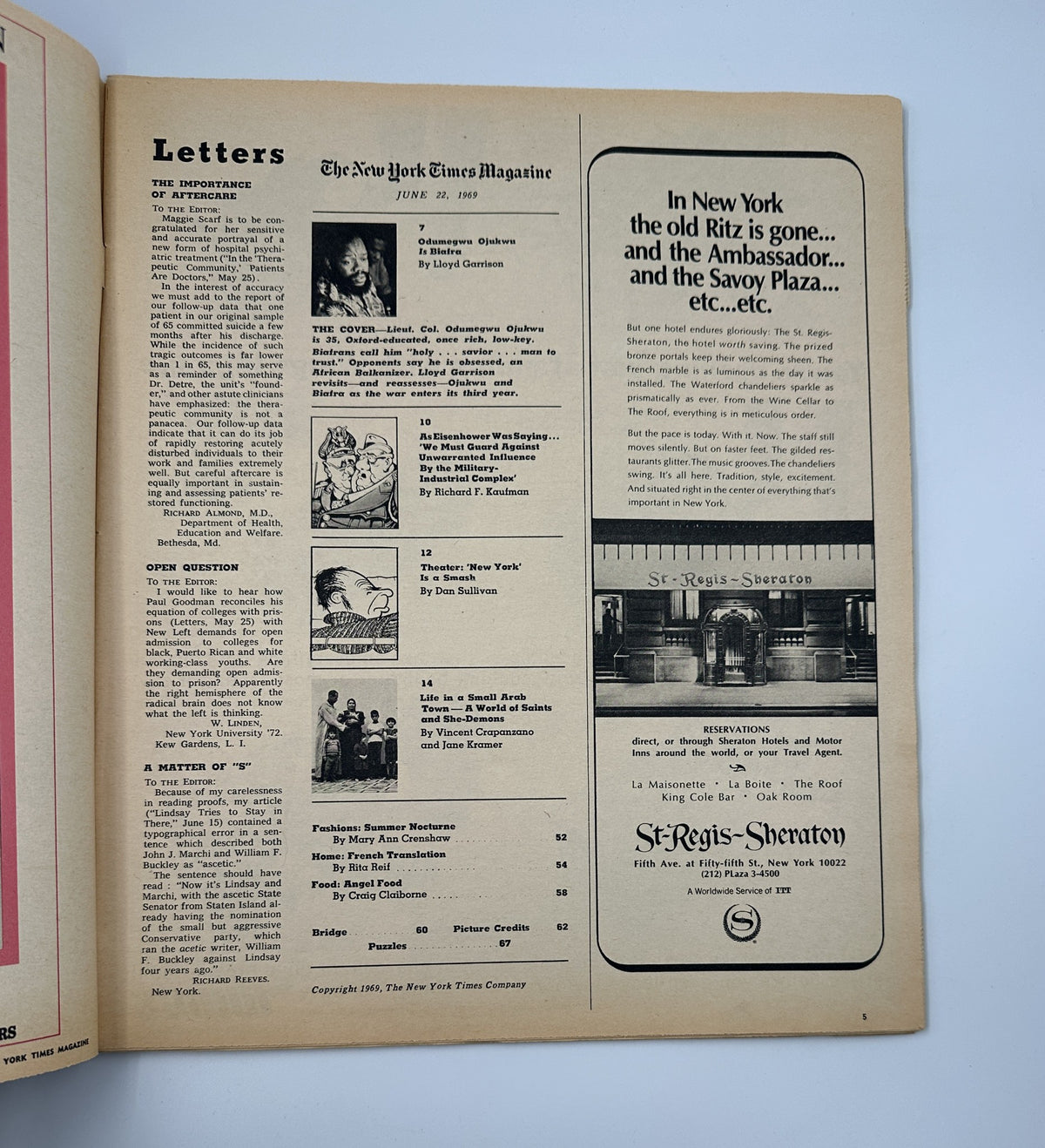 Interior page of The New York Times Magazine dated June 22, 1969, showing letters section with various commentary and insights, highlighting the magazine's emphasis on reader engagement.