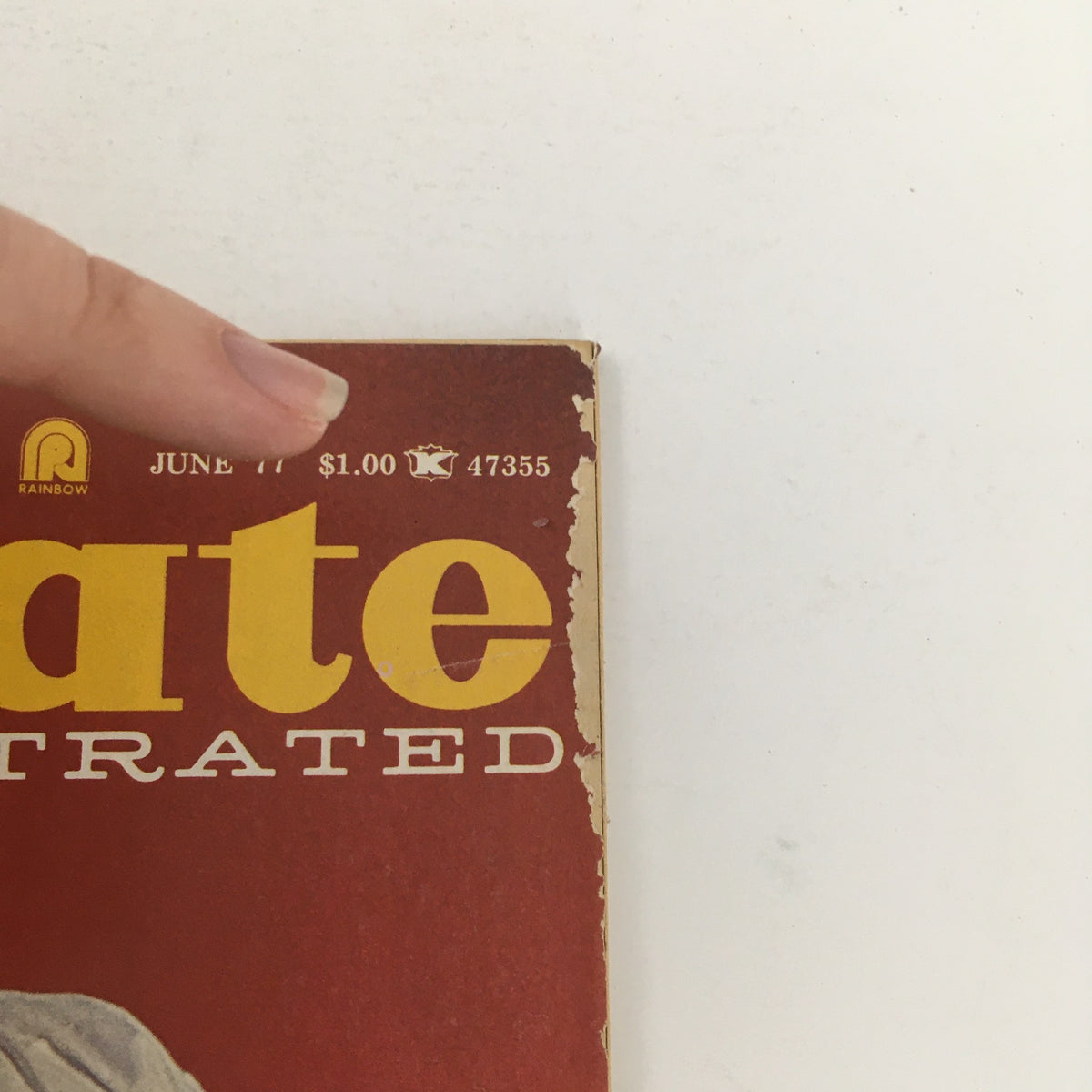 Close-up of the June 1977 issue label of Karate Illustrated Magazine, displaying the magazine’s title, date, and price.