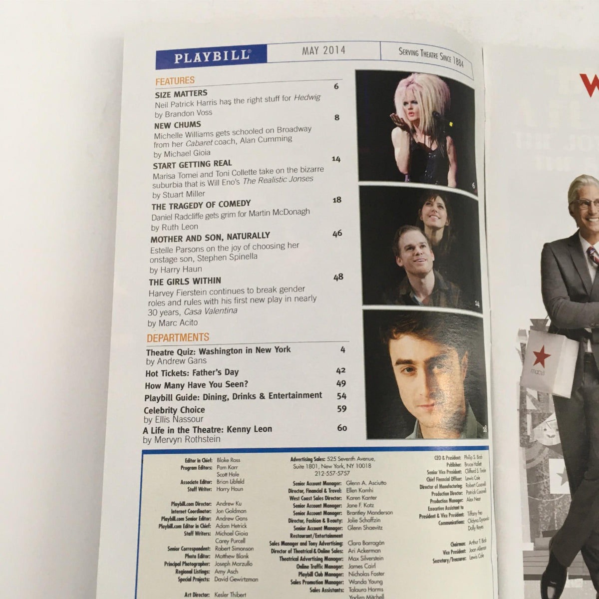 Inside page of the 2014 Playbill for Lady Day at Emerson's Bar & Grill displaying featured articles and show details.