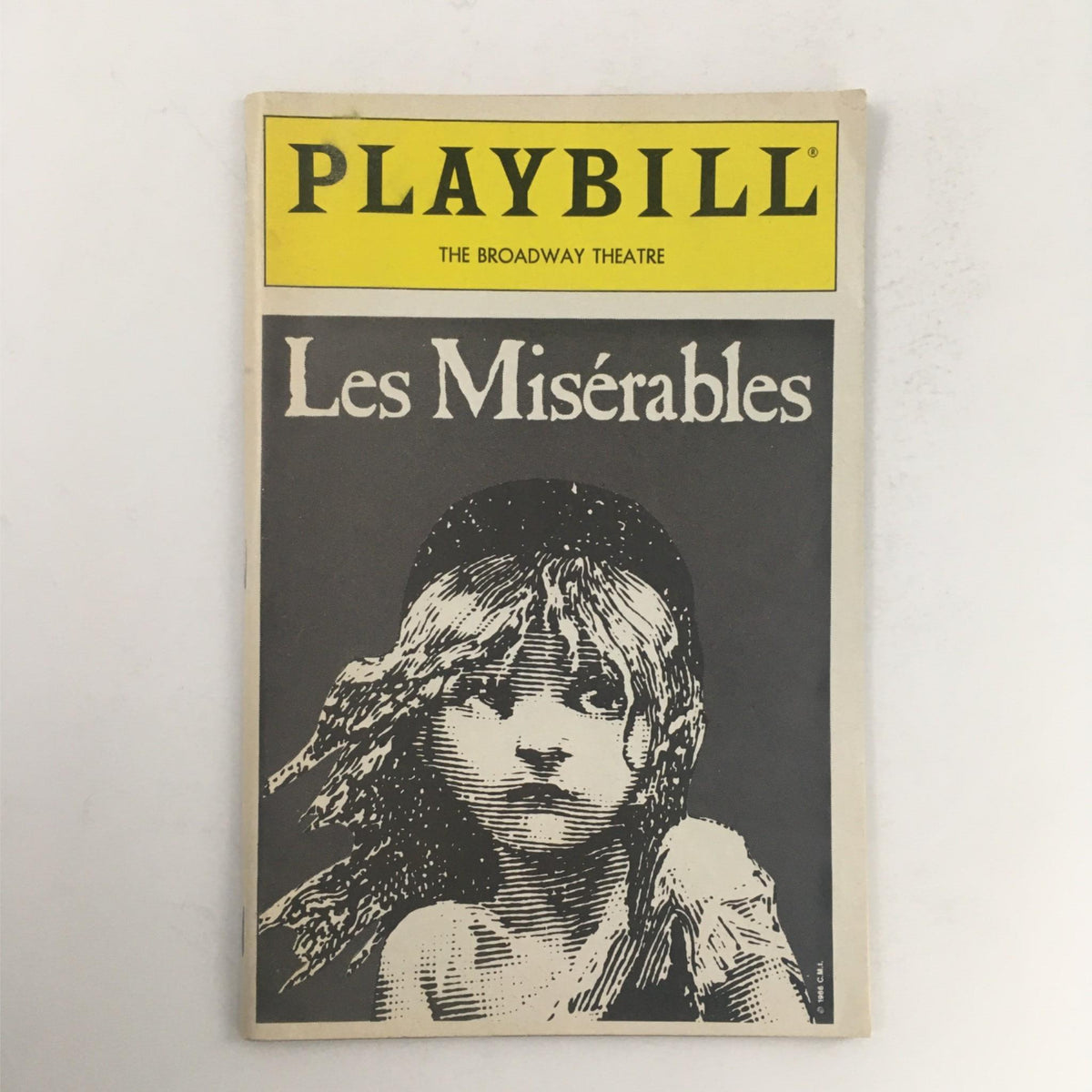 1988 Playbill Les Miserables by Cameron Mackintosh, Trevor Nunn at Broadway featuring a cover illustration of Fantine, a character from the musical.