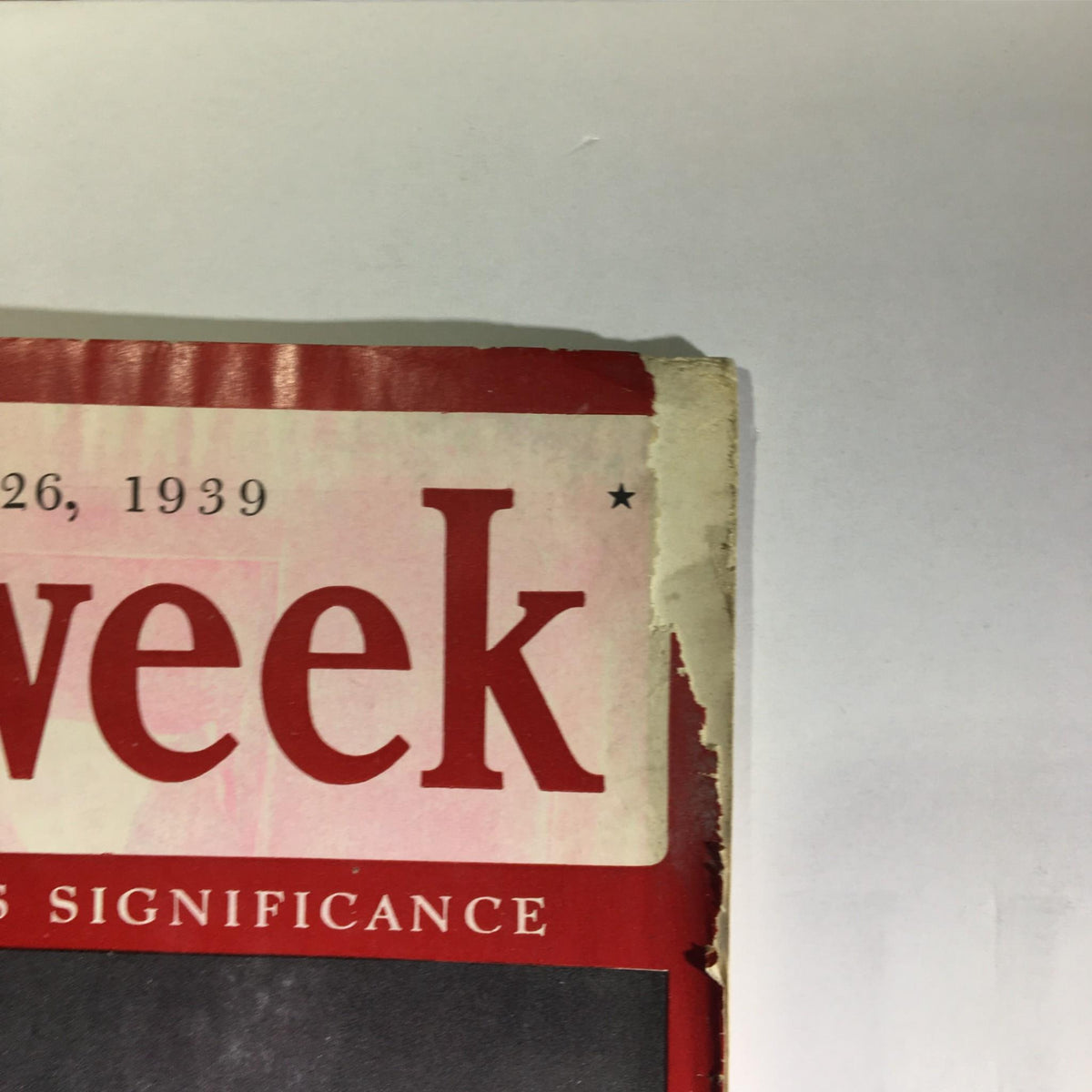 Close-up of the cover of Newsweek Magazine dated June 26, 1939, highlighting its title and date, showcasing historical significance.