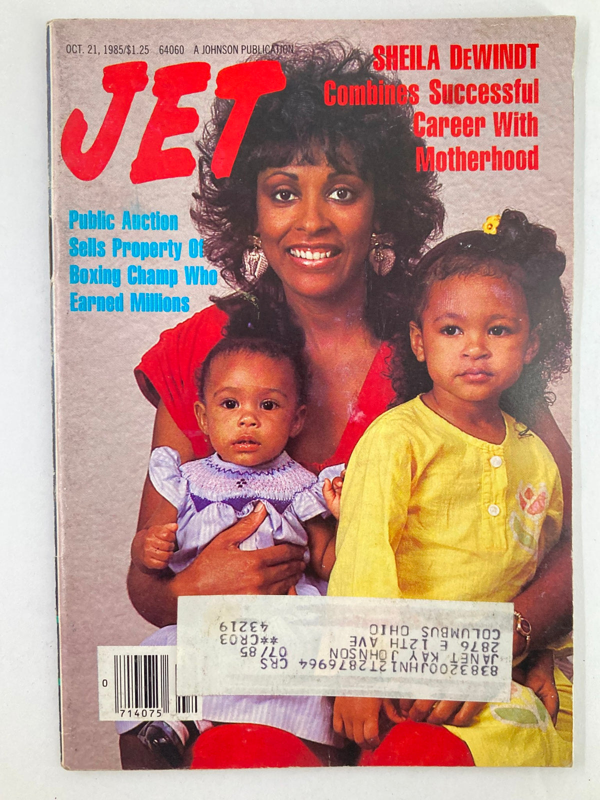 Cover of VTG Jet Magazine October 21 1985 Vol 69 #6 featuring Sheila DeWindt, highlighting her successful career and motherhood alongside two children.