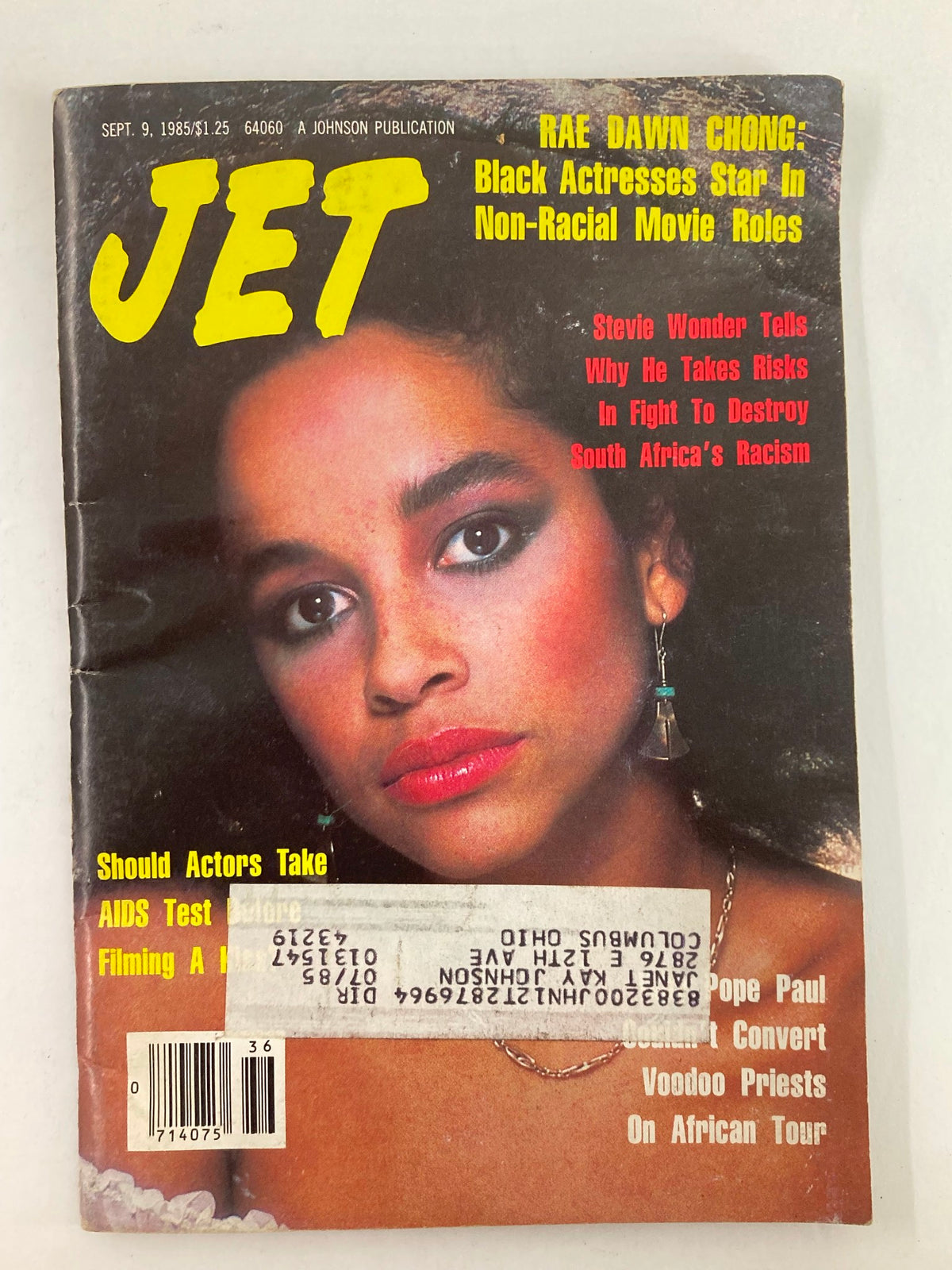 Cover of VTG Jet Magazine September 9 1985 Vol 68 #26 featuring Rae Dawn Chong, highlighting Black actresses in non-racial movie roles.