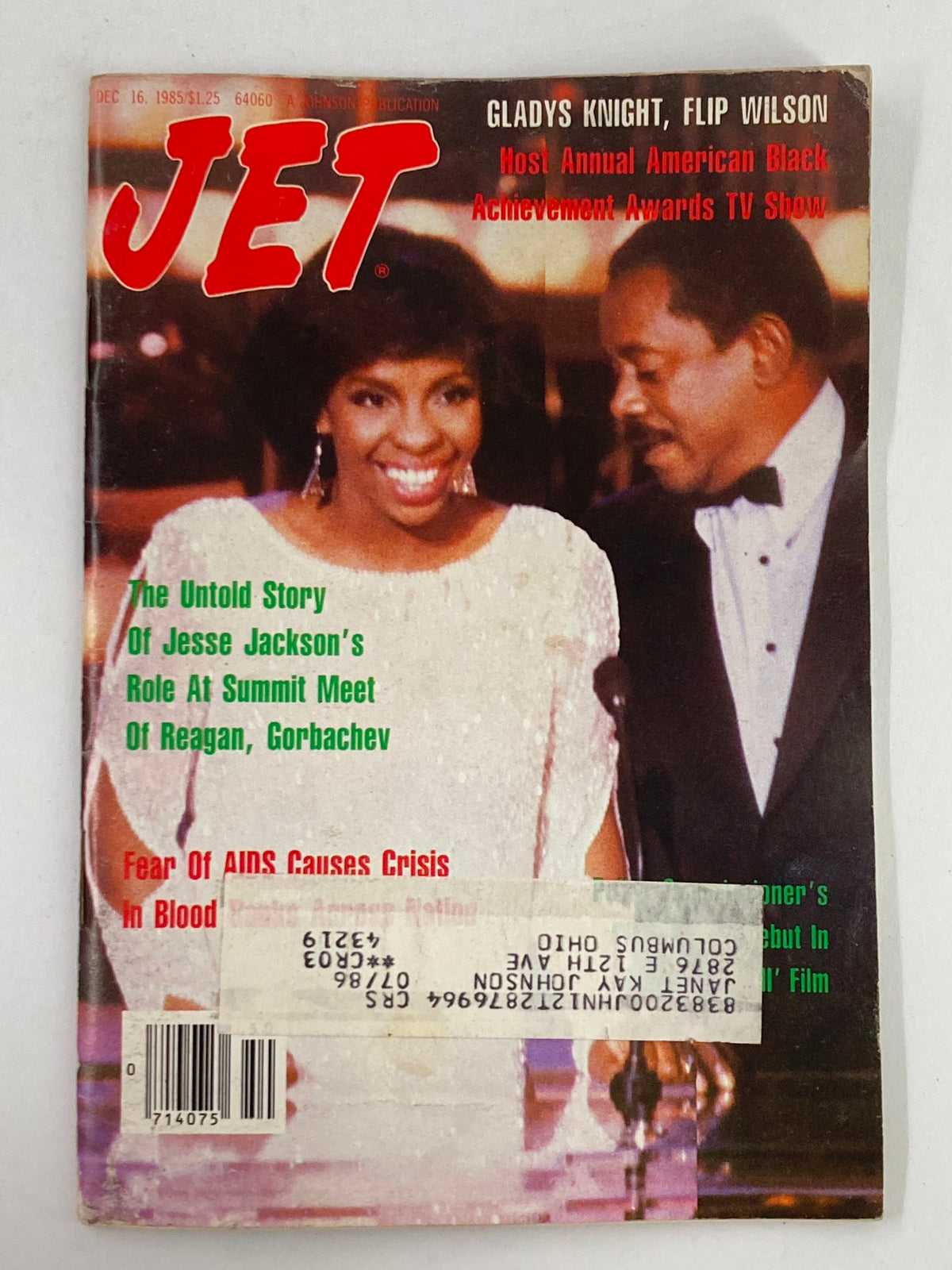 VTG Jet Magazine December 16 1985 Vol 69 #14 featuring Gladys Knight and Flip Wilson on the cover, highlighting the Host Annual American Black Achievement Awards TV Show.